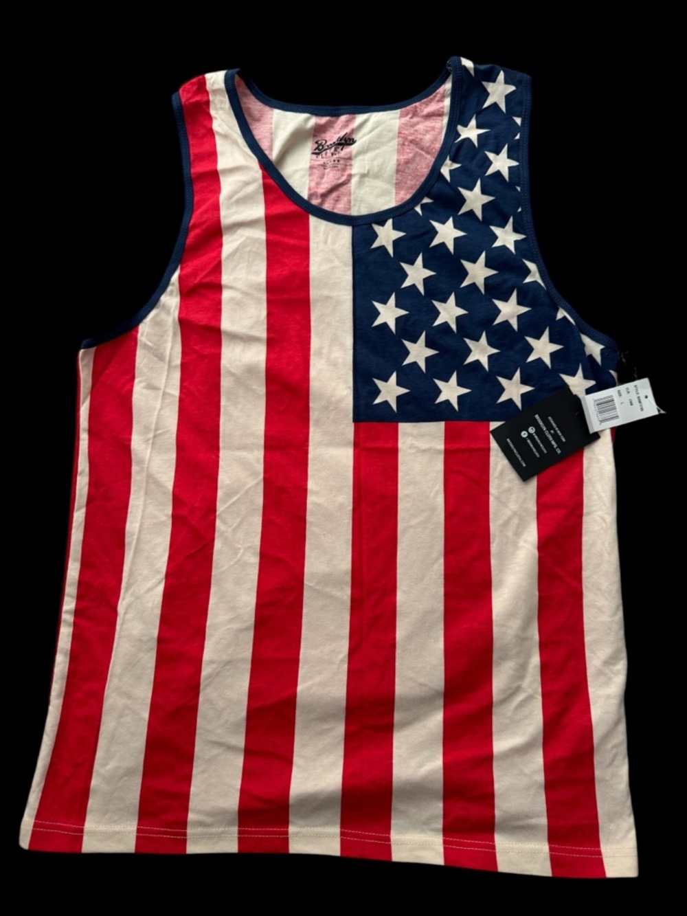 New men’s American Flag Stripe Tank Top - Red, White & Blue large